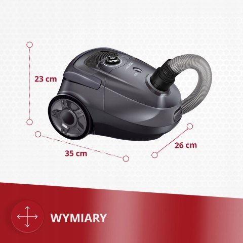 Odkurzacz Workowy Mpm Mod-52 850W Hepa 2L Regulacja Mocy Metalowa Rura 7M