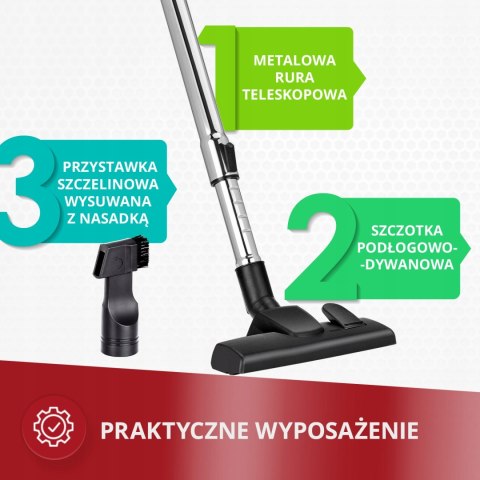 Odkurzacz Workowy Mpm Mod-53 850W 1,5L Metalowa Rura Hepa Wielofunkcyjny