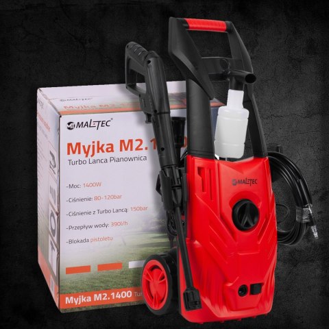 Maltec Myjka Ciśnieniowa 150Bar, Aluminiowa Pompa, Turbo Dysza, 1400W