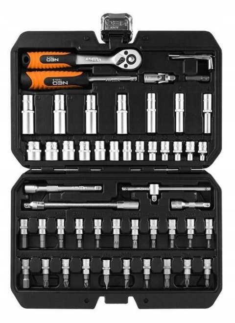 Neo Tools Zestaw Kluczy Nasadowych 55 El. Torx 1/4 Chromowo-Wanadowy