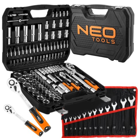 Zestaw Kluczy Nasadowych 1/2, 1/4 110 Elementów Satynowy Neo Tools