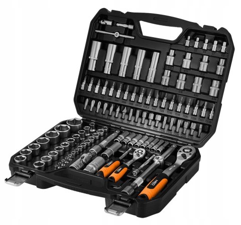 Zestaw Kluczy Nasadowych 1/2, 1/4 110 Elementów Satynowy Neo Tools