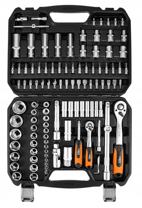Zestaw Kluczy Nasadowych 1/2, 1/4 110 Elementów Satynowy Neo Tools