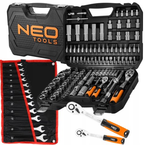 Zestaw Kluczy Nasadowych 1/2, 1/4 110 Elementów Satynowy Neo Tools