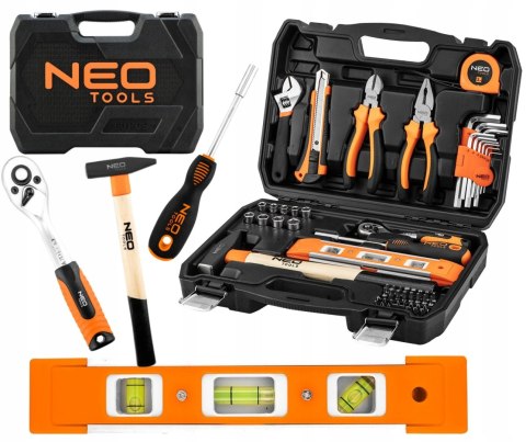 Neo Tools 60 El. Zestaw Narzędzi Cr-V: Grzechotka, Klucze, Walizka, Mocne