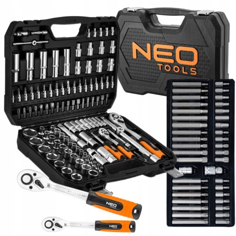 Zestaw Kluczy 110 Elementów 1/2,1/4 Neo Tools + Zestaw Bitów Torx Hex