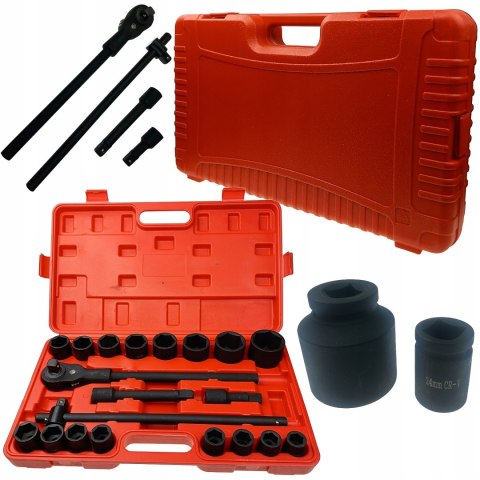 Zestaw Kluczy Nasadowych 3/4 21 El. 19-50 Mm Cr-V W Walizce Z Grzechotką