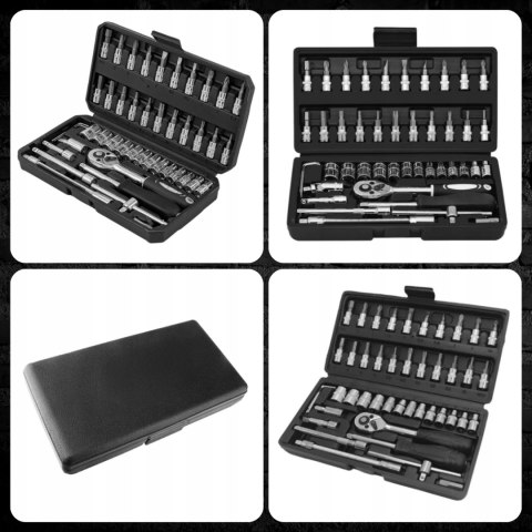 Zestaw Kluczy Nasadowych 46 El. Grzechotka Torx Walizka Cr-V Ergonomiczny