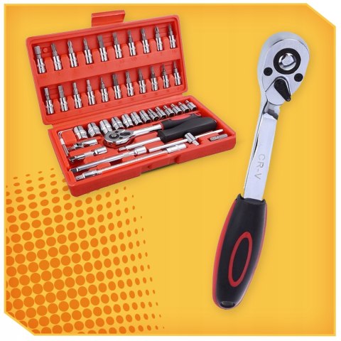 Zestaw Kluczy Nasadowych 46 El. Torx Crv Grzechotka W Etui 1/4 Walizka