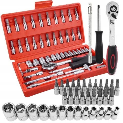 Zestaw Kluczy Nasadowych 46 El. Torx Crv Grzechotka W Etui 1/4 Walizka