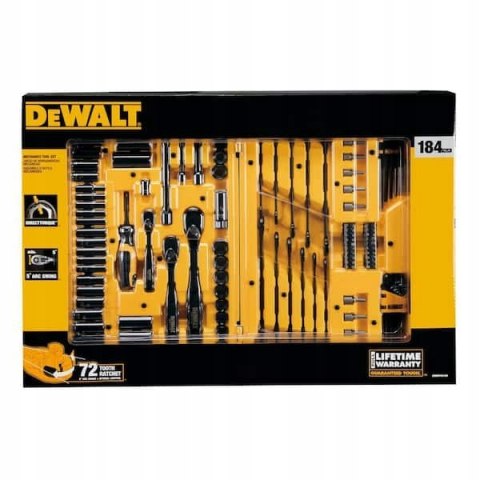 Zestaw Kluczy Nasadowych Dewalt 184 El. Black Chrome W Walizce 1/4-1/2