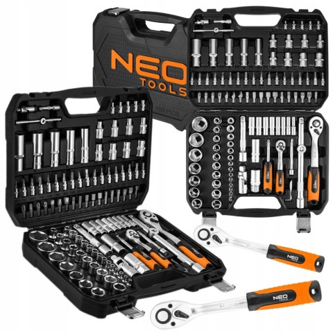 Zestaw Kluczy Nasadowych Neo 110 El. 1/2 1/4 Torx Satynowe Walizka