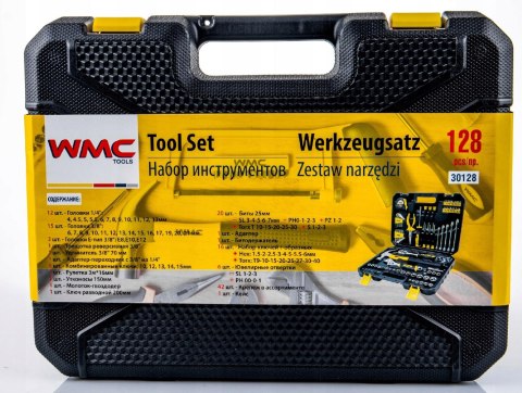 Zestaw Narzędzi 128 El. Walizka Wmc Tools Klucze Nasadki Bity Młotek