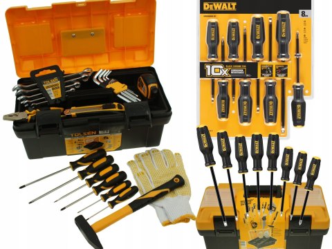 Zestaw Narzędzi Dewalt 34 Szt. Walizka Klucze Imbusy Wkrętaki Młotek