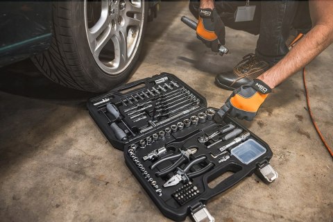 Zestaw Narzędzi M4k Garage 90 El. Klucze Nasadowe Neo Tools W Walizce