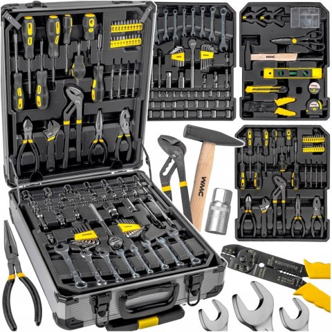 Zestaw Narzędzi W Walizce 186 El. Wmc Tools Młotek Szczypce Bity Klucze