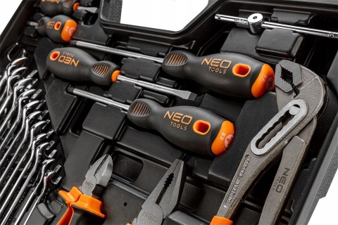 Zestaw Narzędziowy 143 Elementy Neo Tools 1/2 1/4 Grzechotki Bity Szczypce