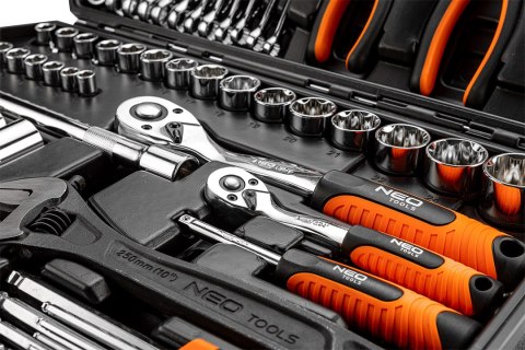 Zestaw Narzędziowy 143 Elementy Neo Tools 1/2 1/4 Grzechotki Bity Szczypce