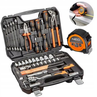 Neo Tools Zestaw Narzędzi 56 Elementów Z Miarą Zwijaną 5M Magnetyczną