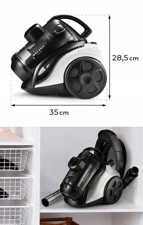 Odkurzacz Bezworkowy Mozano 4000W Cyklonowy Hepa 2L Turboszczotka 15 El