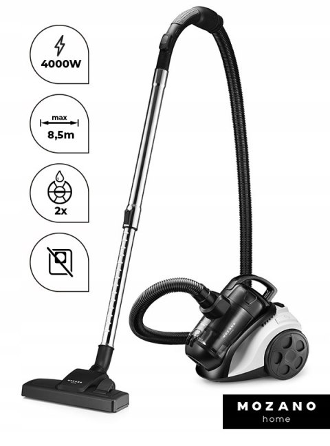 Odkurzacz Bezworkowy Mozano 4000W Cyklonowy Hepa 2L Turboszczotka 15 El
