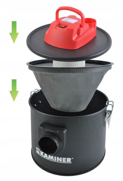 Odkurzacz Do Popiołu Kaminer 10L 800W Z Podwójnym Filtrem Hepa