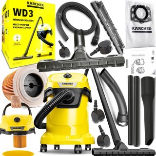 Odkurzacz Przemysłowy Karcher Wd3 1000W 17L Sucho/Mokro Dmuchawa 4M Zestaw