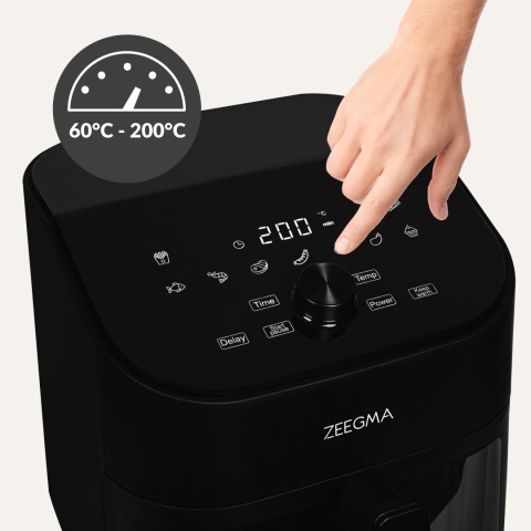 AIRFRYER 6,5L 1600W BEZTŁUSZCZOWA FRYTKOWNICA XXL Z OKIENKIEM, SZYBKA