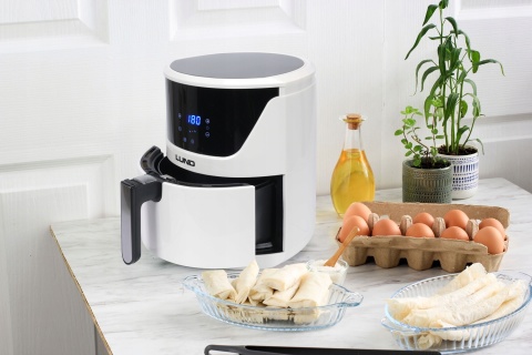 BEZTŁUSZCZOWA BIAŁA FRYTKOWNICA 5,7L 1800W LCD AIR FRYER - ZDROWE GOTOWANIE