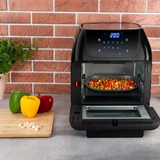 BEZTŁUSZCZOWY PIEKARNIK CZARNY AIR FRYER XXL 12L 1500W Z WYŚWIETLACZEM LCD