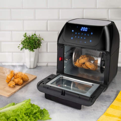 BEZTŁUSZCZOWY PIEKARNIK CZARNY AIR FRYER XXL 12L 1500W Z WYŚWIETLACZEM LCD
