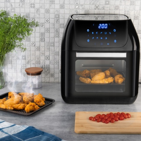 BEZTŁUSZCZOWY PIEKARNIK CZARNY AIR FRYER XXL 12L 1500W Z WYŚWIETLACZEM LCD