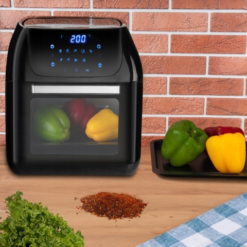 BEZTŁUSZCZOWY PIEKARNIK CZARNY AIR FRYER XXL 12L 1500W Z WYŚWIETLACZEM LCD