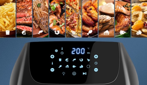 BEZTŁUSZCZOWY PIEKARNIK CZARNY AIR FRYER XXL 12L 1500W Z WYŚWIETLACZEM LCD