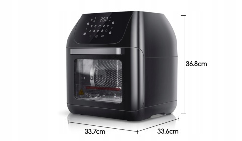 BEZTŁUSZCZOWY PIEKARNIK CZARNY AIR FRYER XXL 12L 1500W Z WYŚWIETLACZEM LCD
