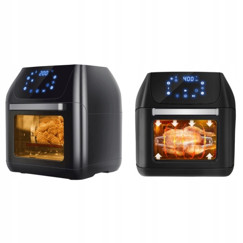 BEZTŁUSZCZOWY PIEKARNIK CZARNY AIR FRYER XXL 12L 1500W Z WYŚWIETLACZEM LCD