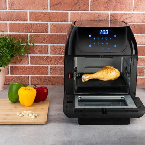 BEZTŁUSZCZOWY PIEKARNIK CZARNY AIR FRYER XXL 12L 1500W Z WYŚWIETLACZEM LCD