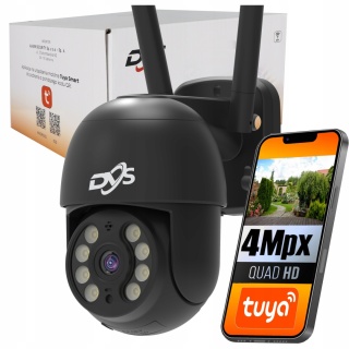 CZARNA KAMERA OBROTOWA WIFI 4MP TUYA SMART AUTO-TRACKING IP66 Z ZASILACZEM