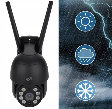 CZARNA KAMERA OBROTOWA WIFI 4MP TUYA SMART AUTO-TRACKING IP66 Z ZASILACZEM