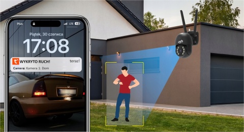 CZARNA KAMERA OBROTOWA WIFI 4MP TUYA SMART AUTO-TRACKING IP66 Z ZASILACZEM