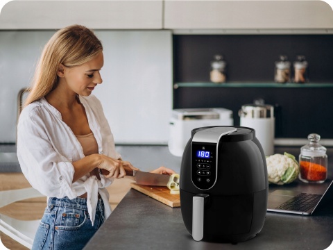 FRYTKOWNICA BEZTŁUSZCZOWA 3.6L, MOCNA, ZDROWE SMAŻENIE, NOWOCZESNY DESIGN