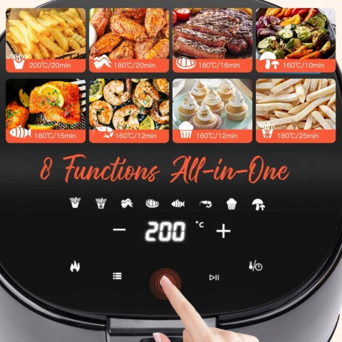 FRYTKOWNICA BEZTŁUSZCZOWA CZARN AAIGOSTAR HAYDEN X 1500W 4L LED 8 PROGRAMÓW