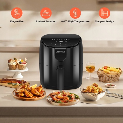 FRYTKOWNICA BEZTŁUSZCZOWA CZARN AAIGOSTAR HAYDEN X 1500W 4L LED 8 PROGRAMÓW