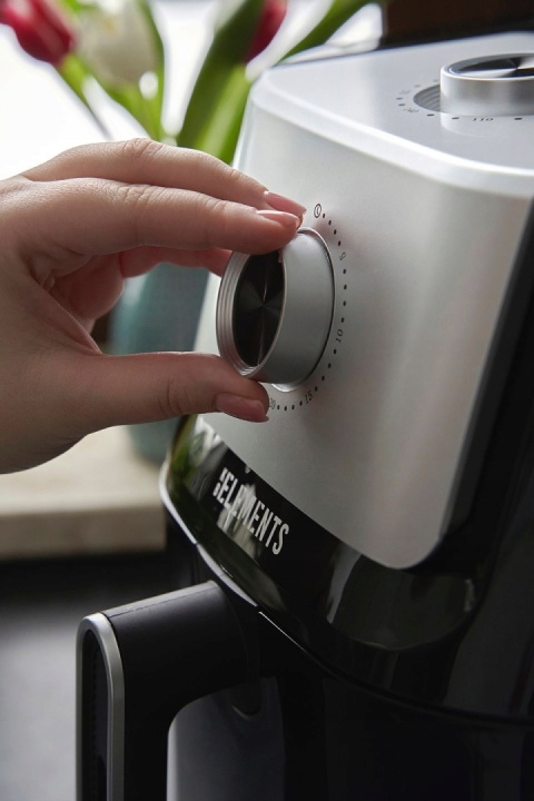 FRYTKOWNICA BEZTŁUSZCZOWA CZARNA 6,5L MANUALNA ZDROWE SMAŻENIE, KOMPAKTOWA