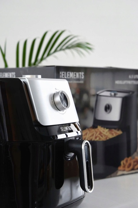 FRYTKOWNICA BEZTŁUSZCZOWA CZARNA 6,5L MANUALNA ZDROWE SMAŻENIE, KOMPAKTOWA