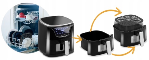 FRYTKOWNICA BEZTŁUSZCZOWA CZARNA BERDSEN 5L 1500W, SZYBKIE NAGRZEWANIE, LED