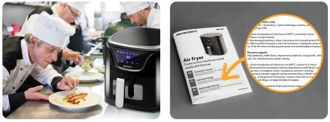 FRYTKOWNICA BEZTŁUSZCZOWA CZARNA BERDSEN 5L 1500W, SZYBKIE NAGRZEWANIE, LED