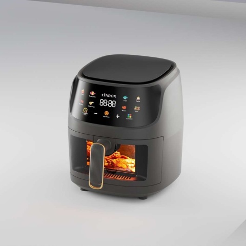 FRYTKOWNICA BEZTŁUSZCZOWA CZARNA LINBOX 5L 1400W Z OKIENKIEM LED 80-200°C