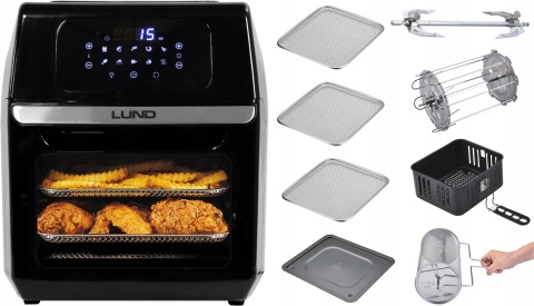 FRYTKOWNICA BEZTŁUSZCZOWA LUND 12L 1800W LCD 10 PROGRAMÓW, TIMER, PIEKARNIK