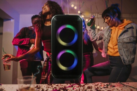 GŁOŚNIK PRO BLUETOOTH 4-WBUD. 37CM LED FM USB, 4000MAH, GRATIS MIKROFON